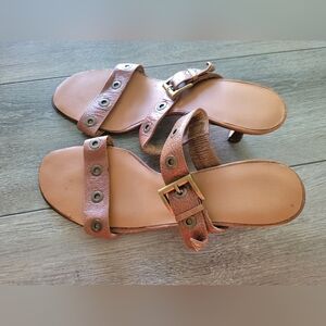 Vaneli Tan Leather Women's Sandals